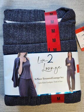 NWT Live 2 Lounge Coordinated 3 Pc Cable Knit Lounge Set Size M